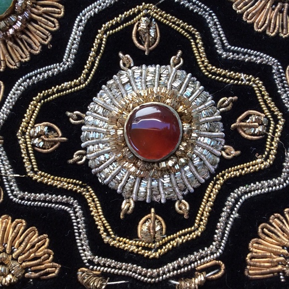 Vintage Kane M Authentic Stones Embroidered Clutch Wristlet Bag Luxury Purse - Picture 3 of 8